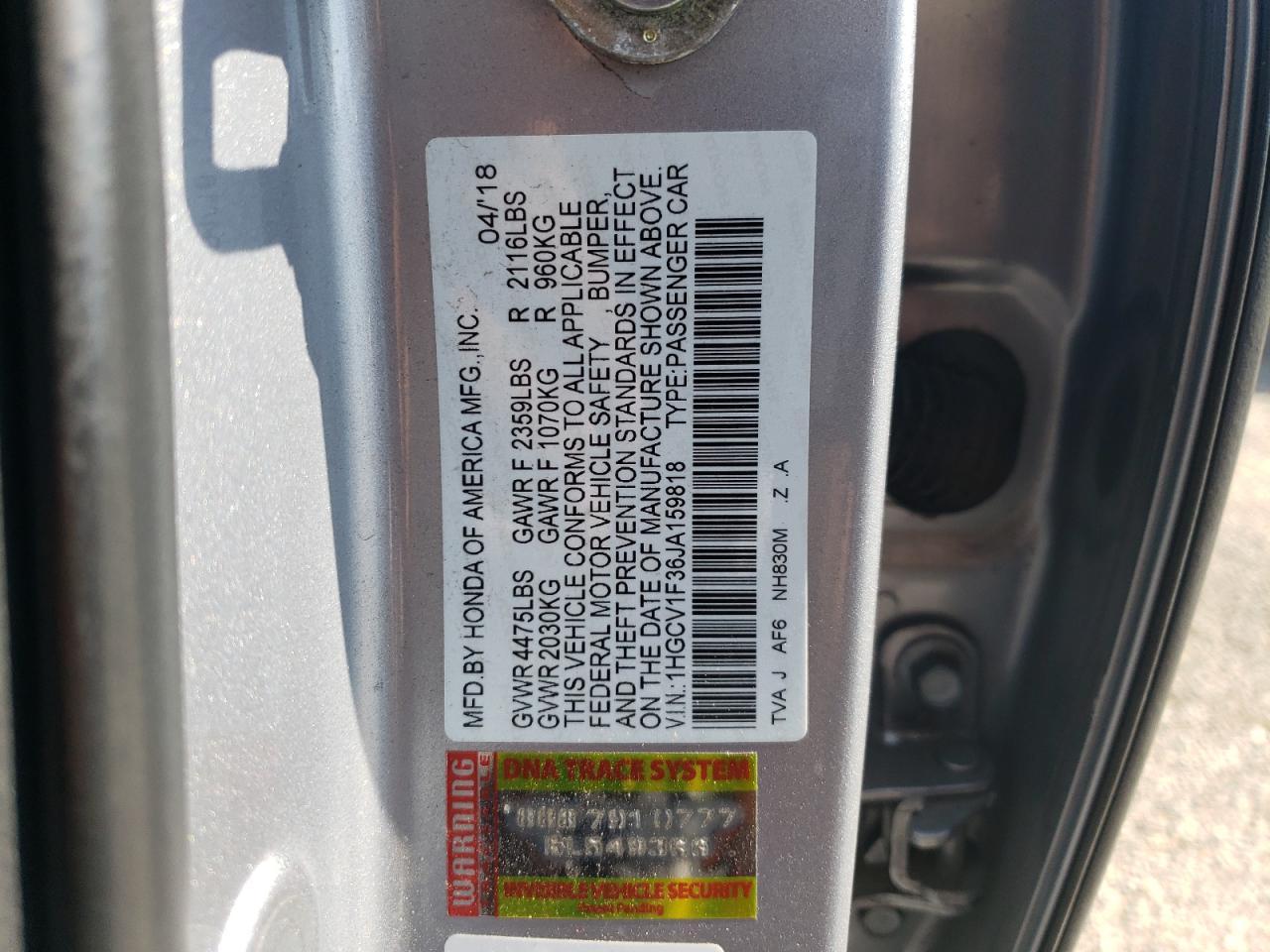 2018 HONDA ACCORD