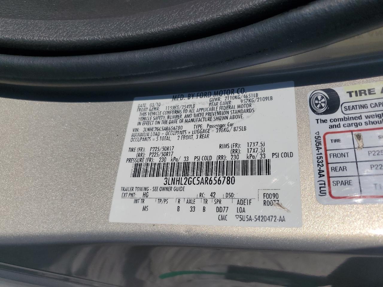 2010 LINCOLN MKZ