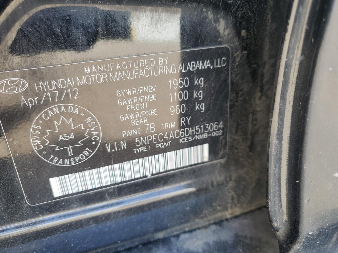 2013 HYUNDAI SONATA