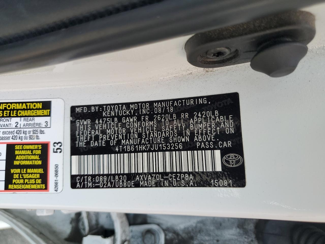 2018 TOYOTA CAMRY