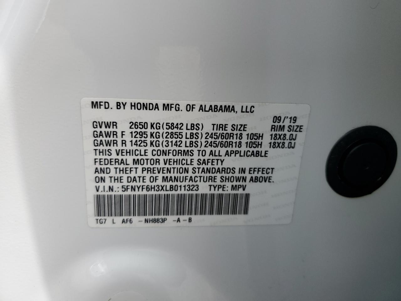 2020 HONDA PILOT