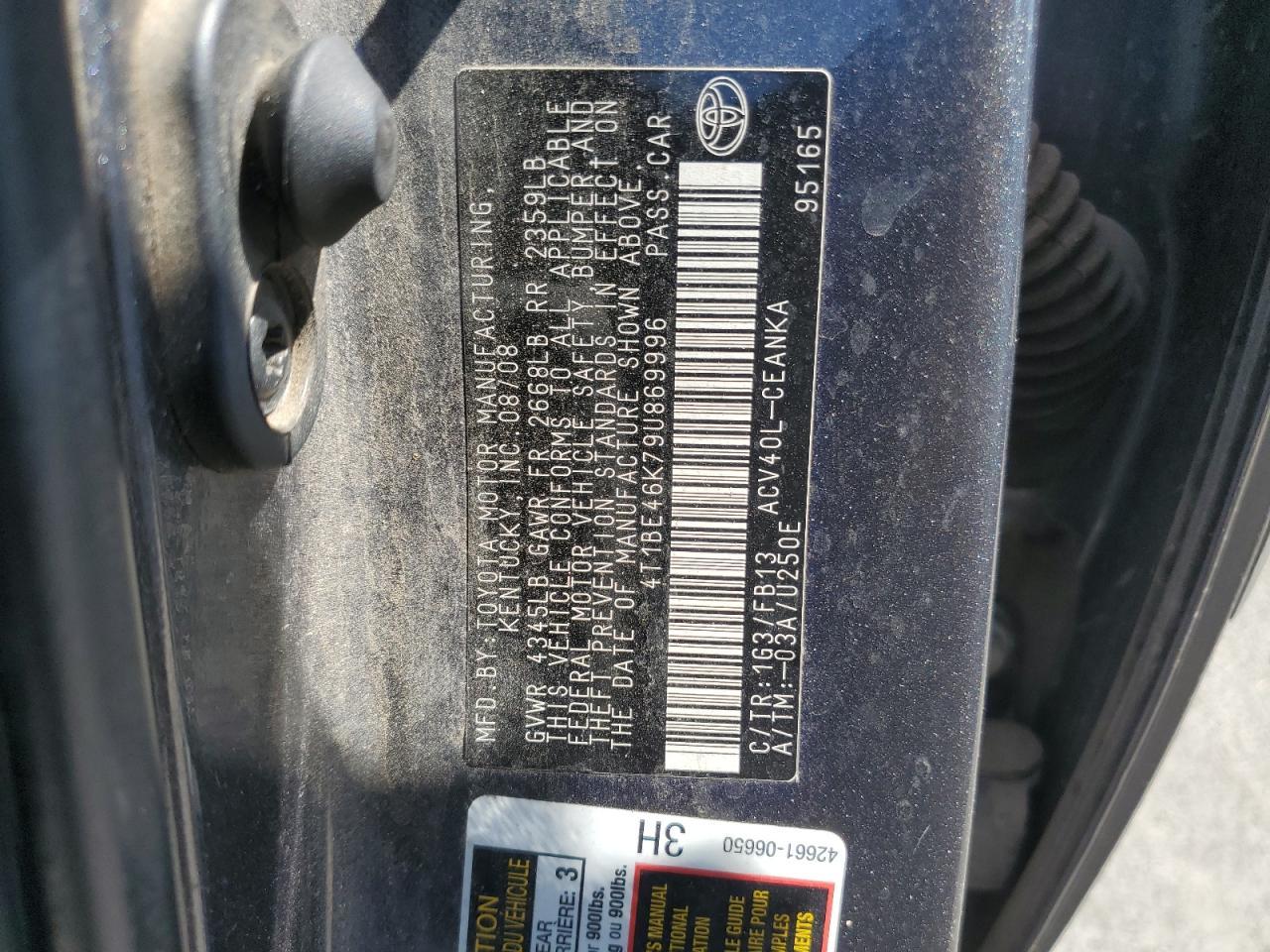2009 TOYOTA CAMRY