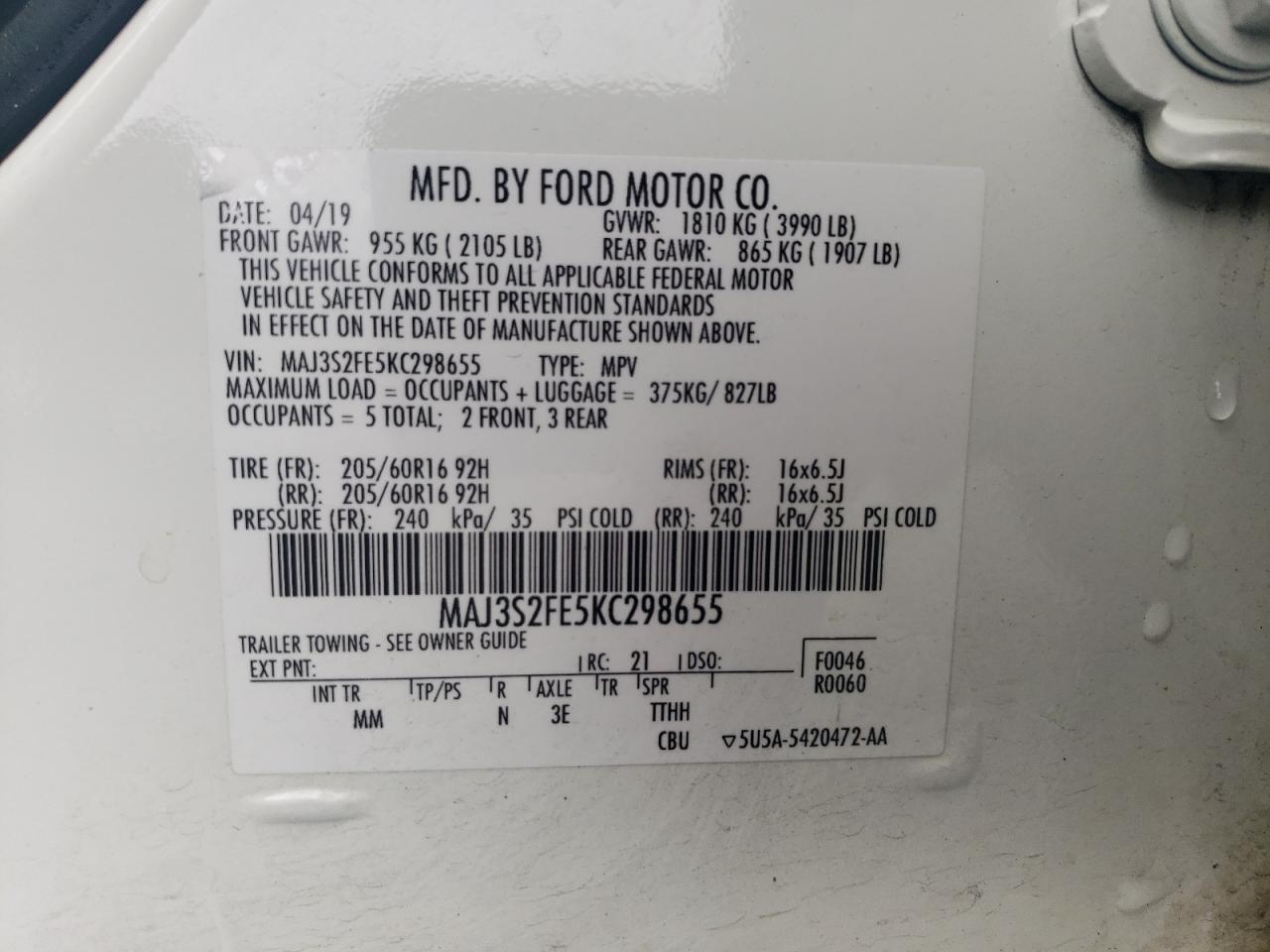 2019 FORD EcoSport