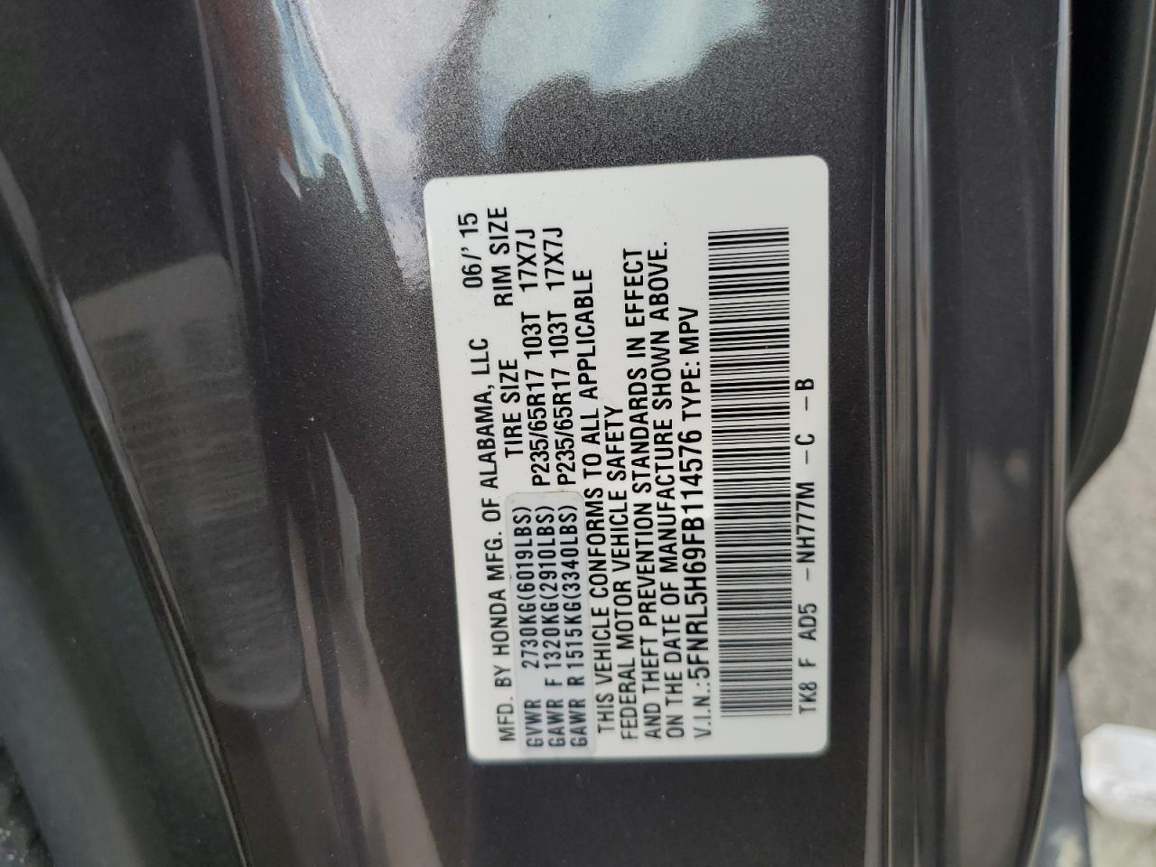 2015 HONDA ODYSSEY