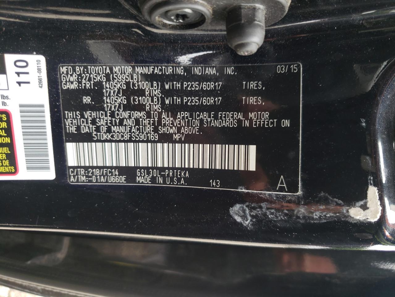2015 TOYOTA SIENNA