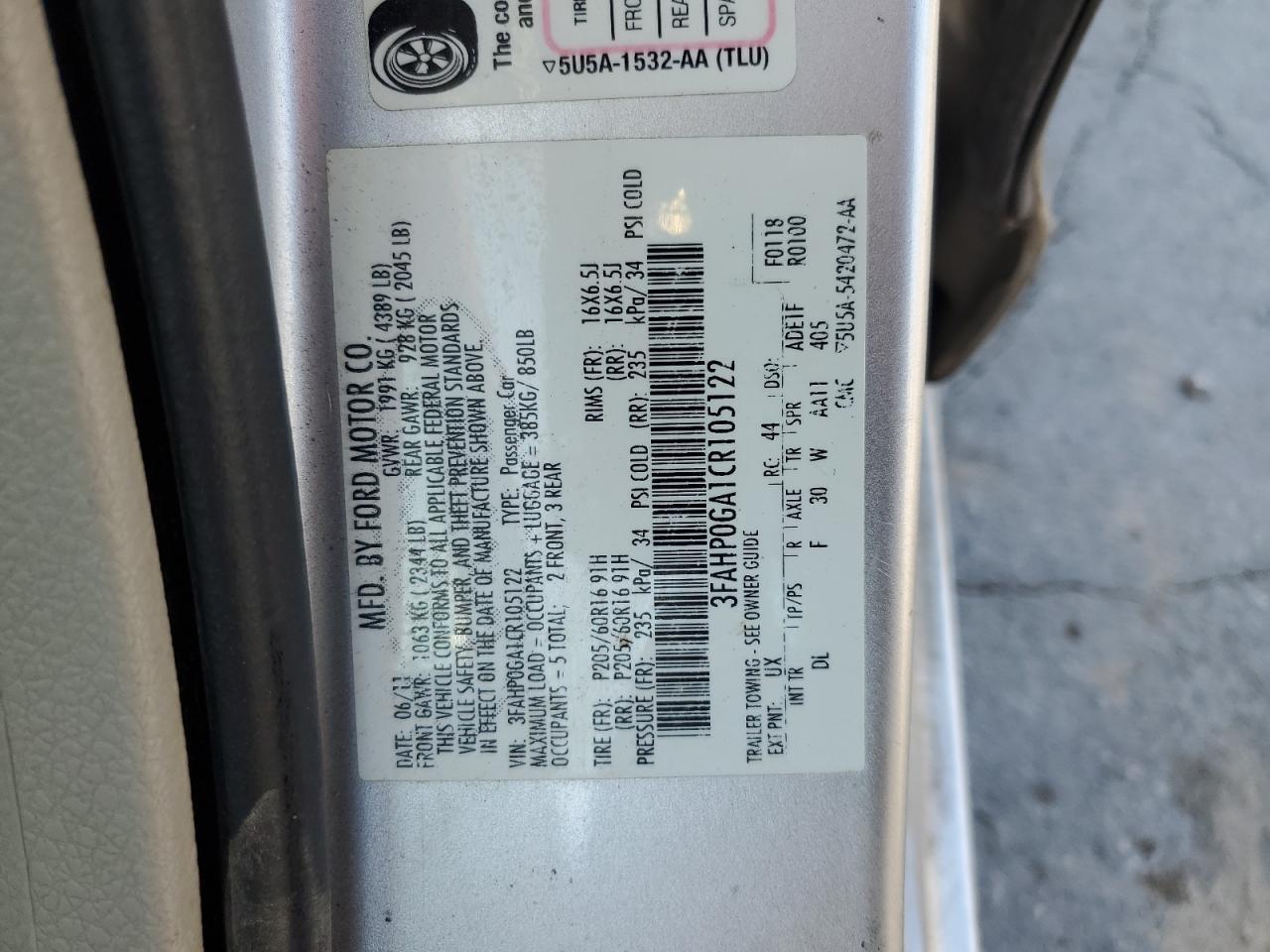 2012 FORD FUSION