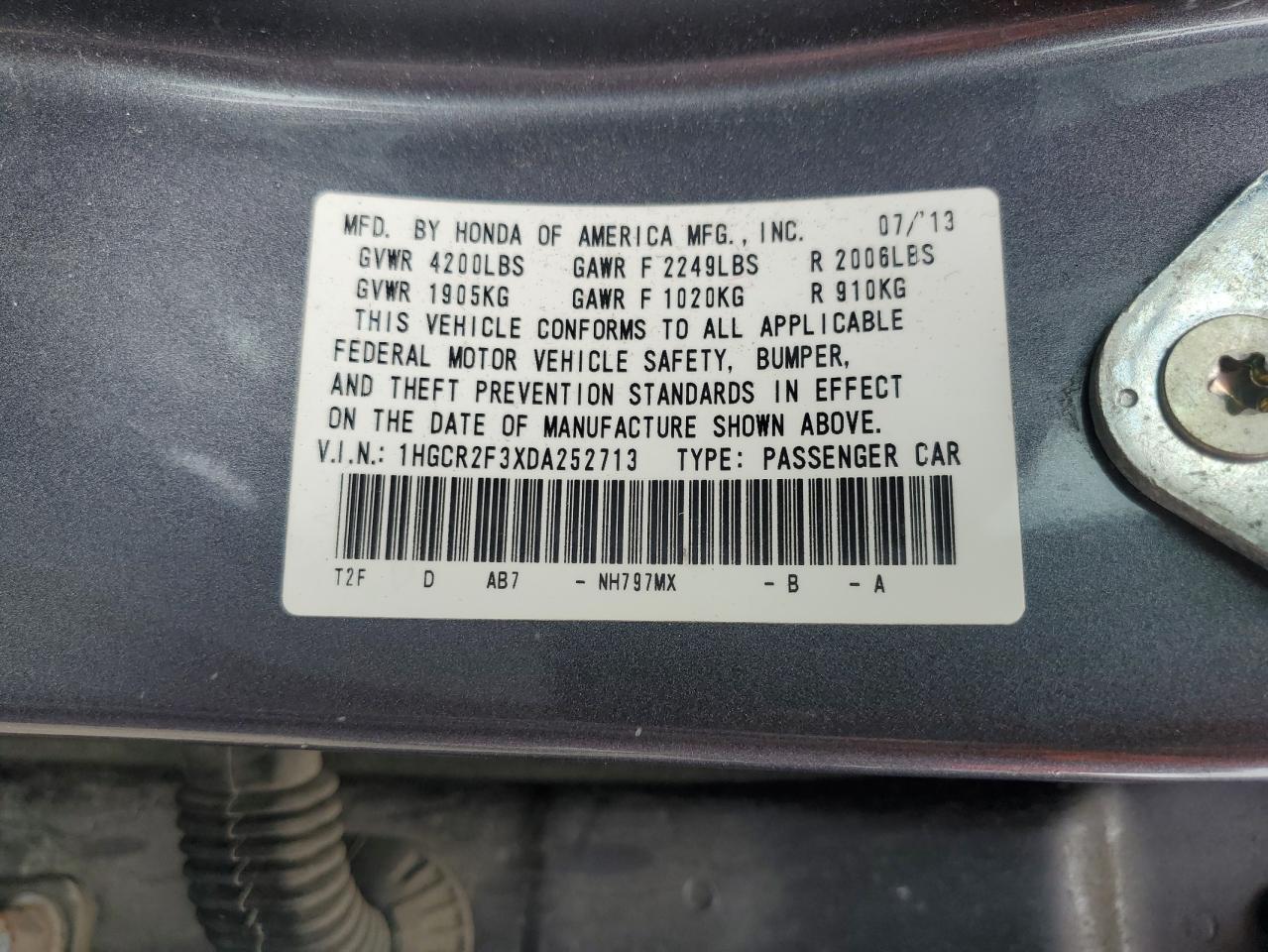 2013 HONDA ACCORD