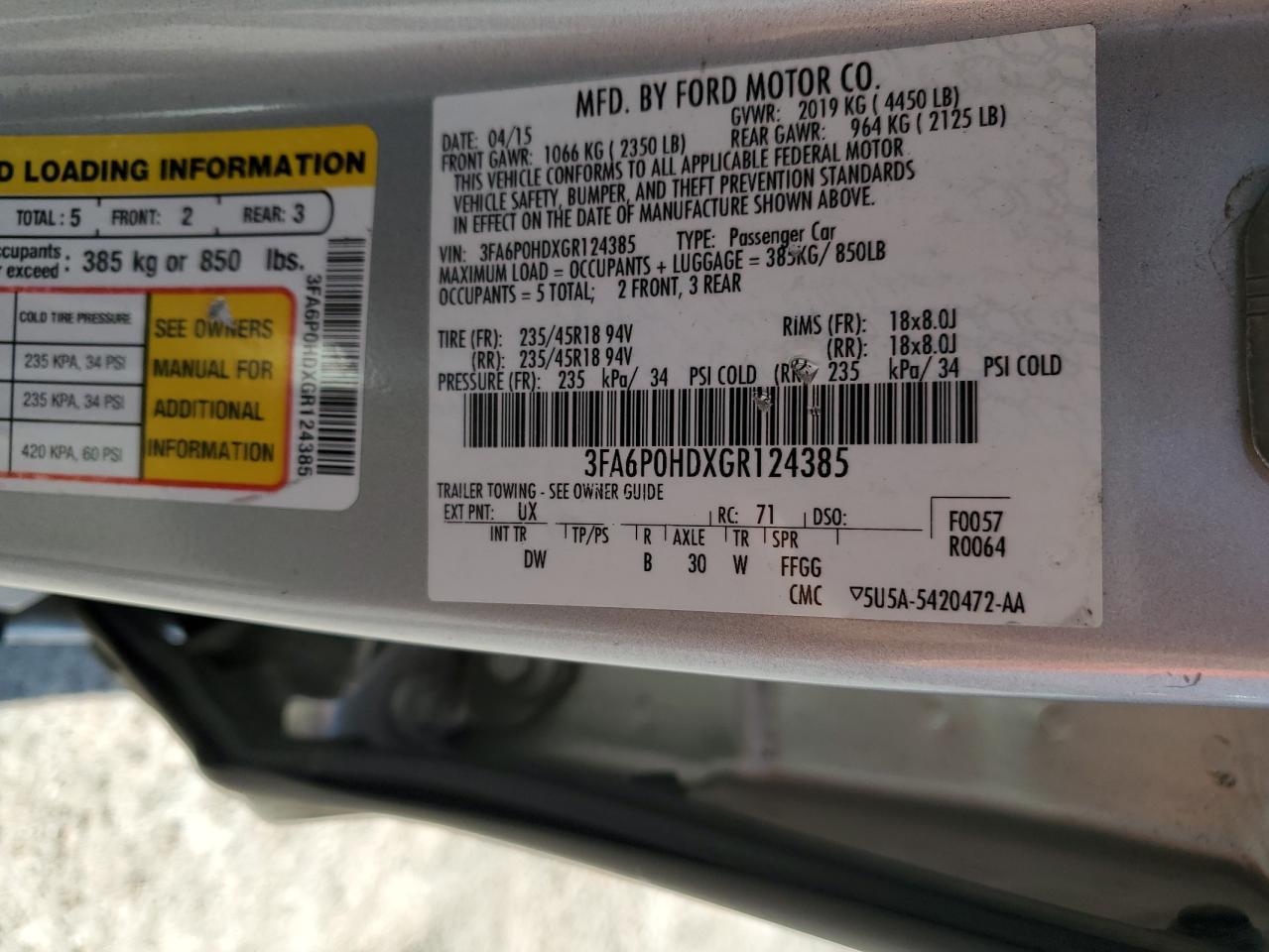 2016 FORD FUSION