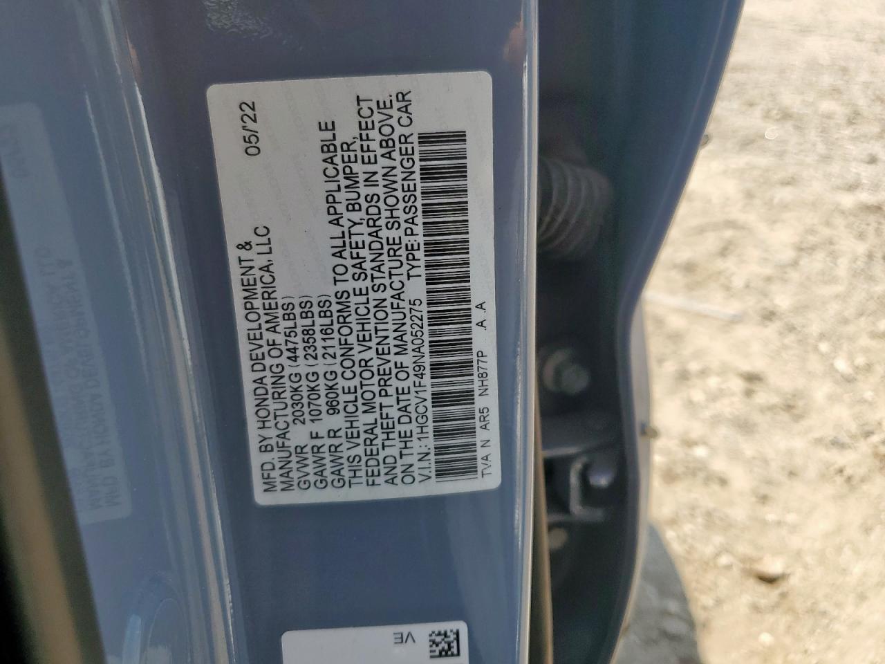 2022 HONDA ACCORD