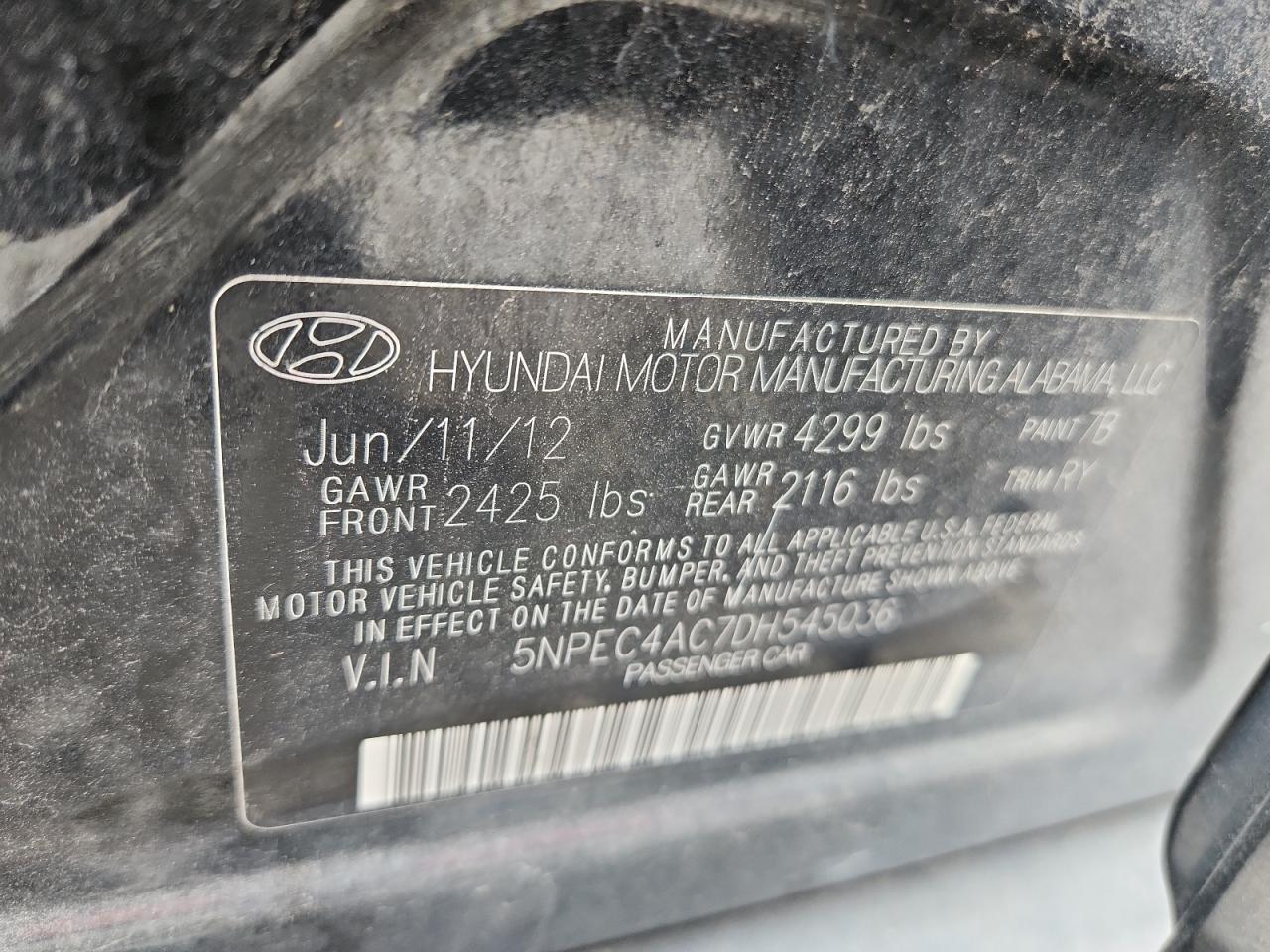 2013 HYUNDAI SONATA
