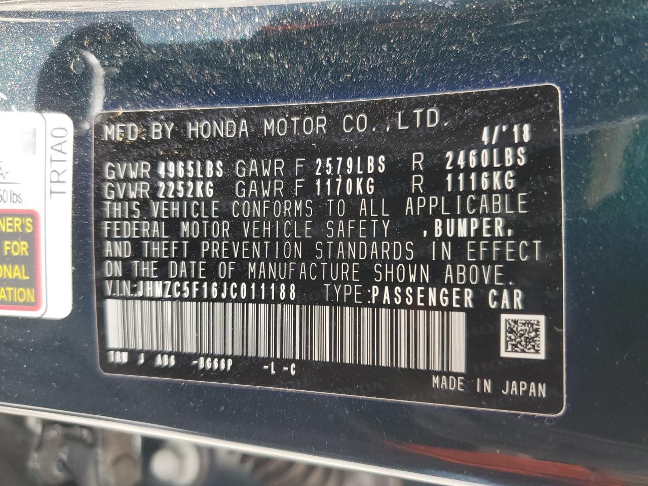 2018 HONDA Clarity