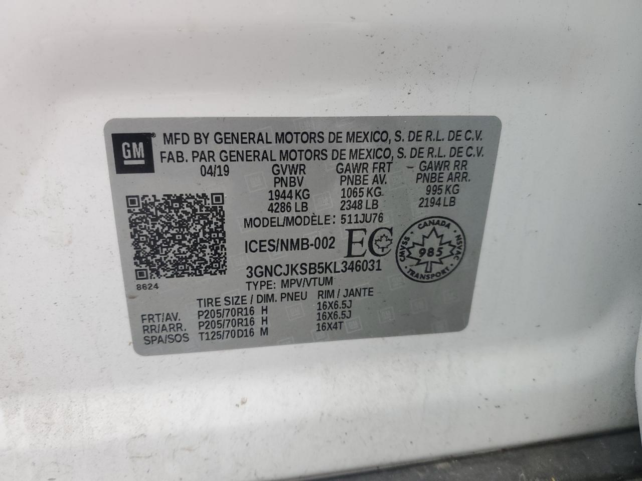 2019 CHEVROLET TRAX