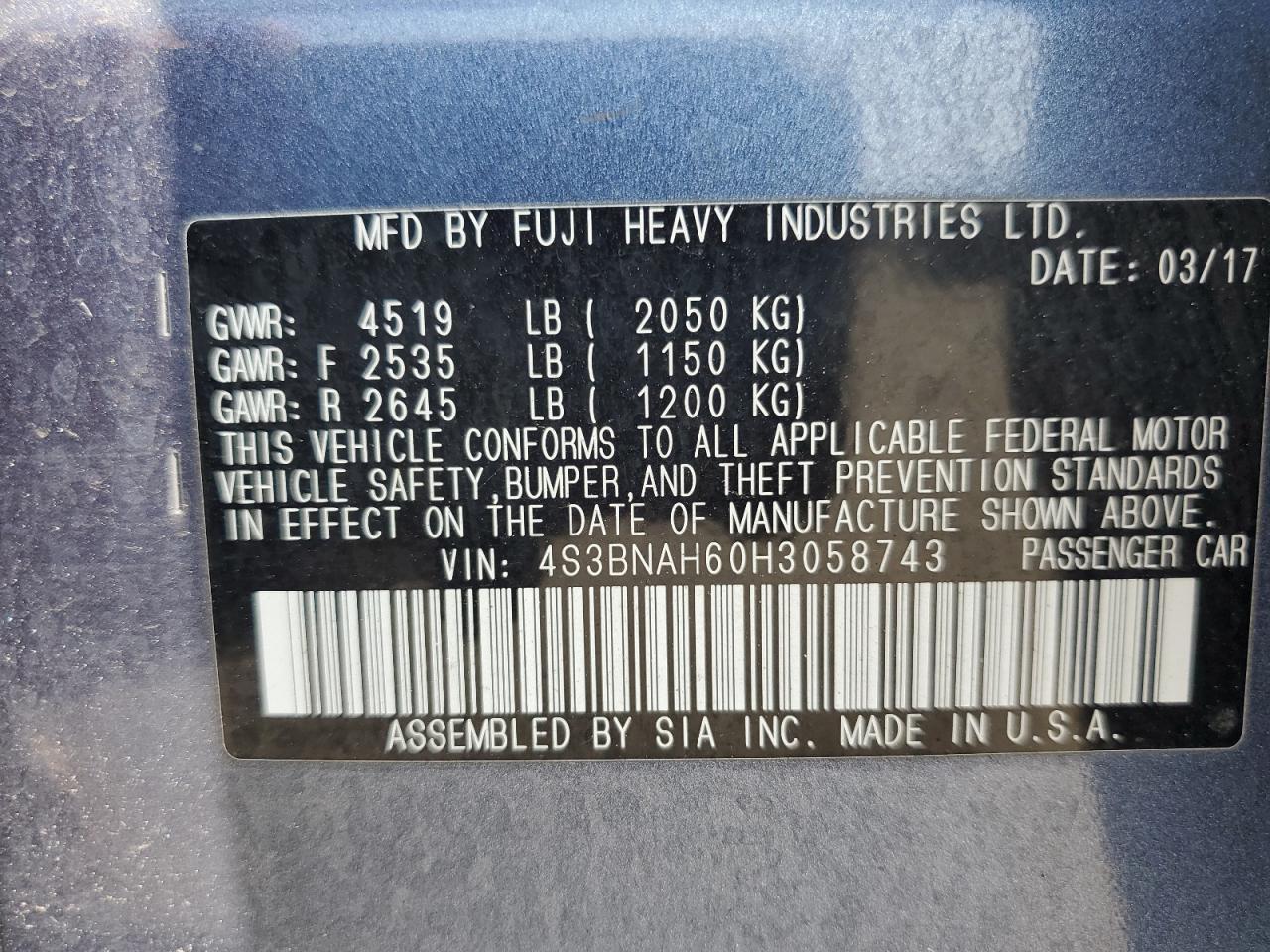 2017 SUBARU Legacy