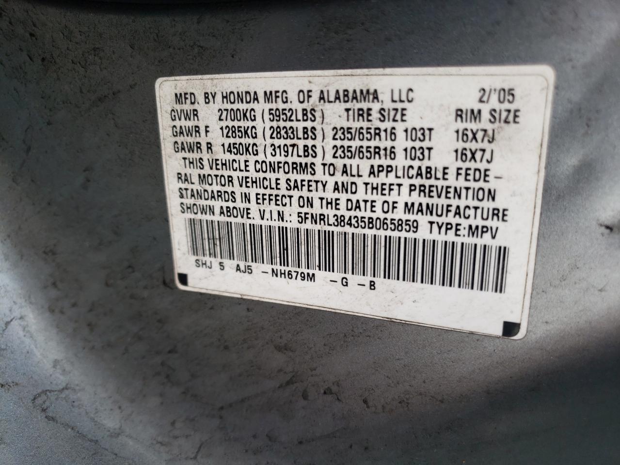 2005 HONDA ODYSSEY
