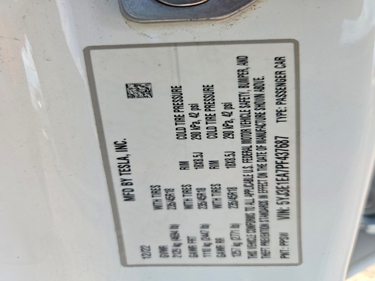 2023 TESLA MODEL 3