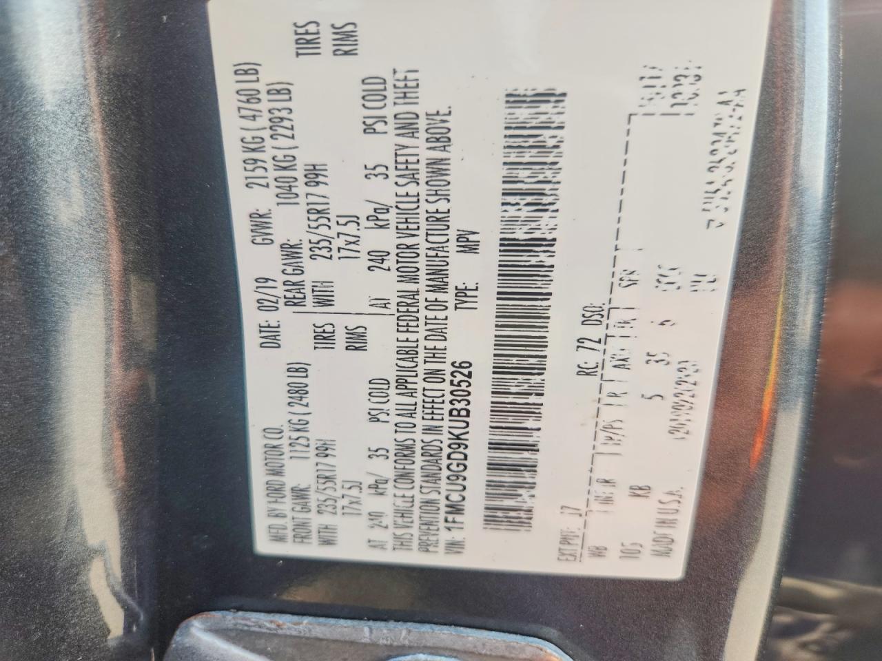 2019 FORD ESCAPE