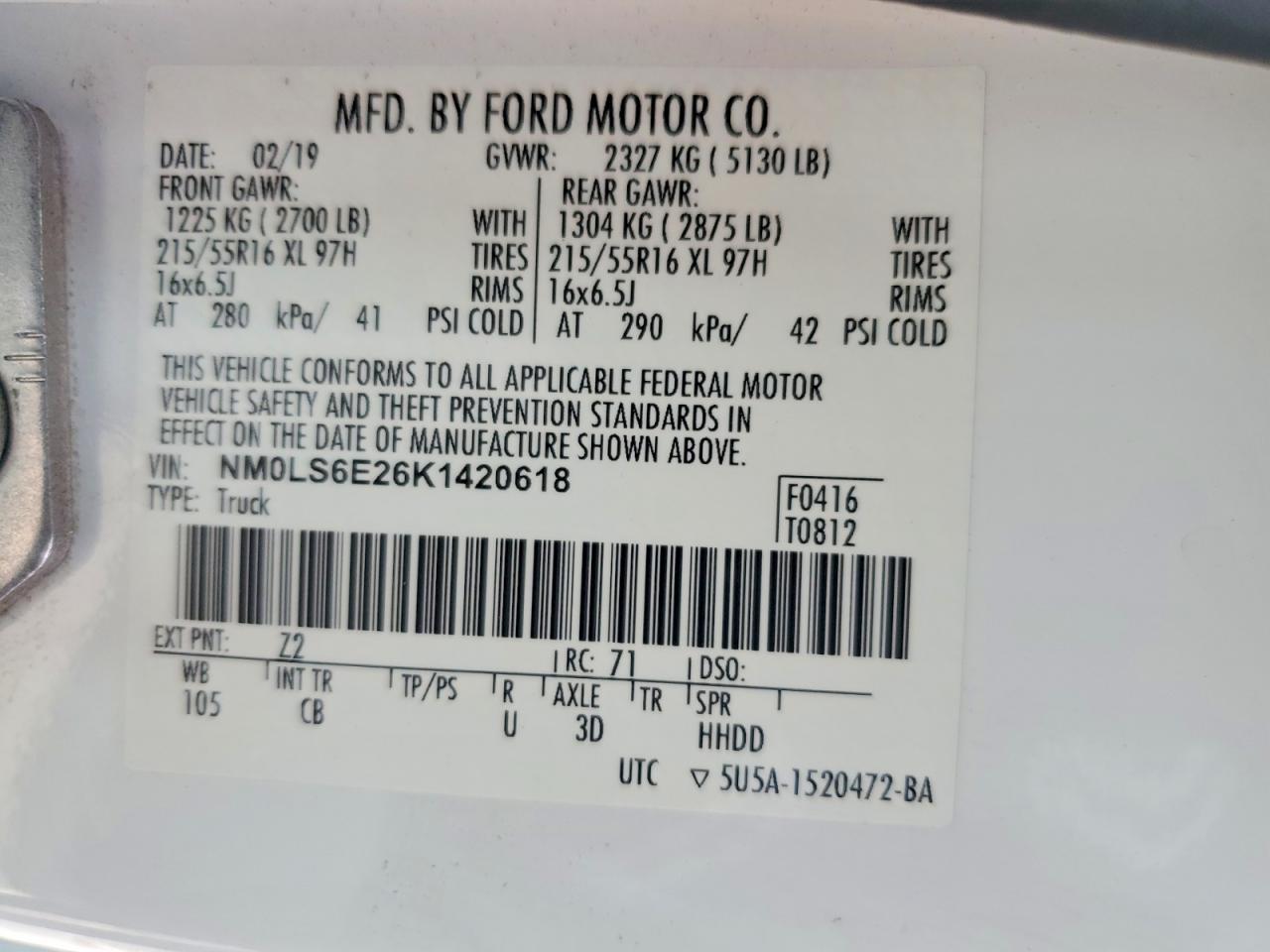 2019 FORD TRANSIT CONNECT