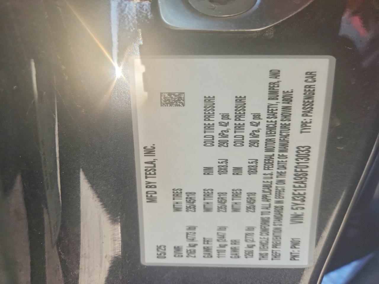 2025 TESLA MODEL 3