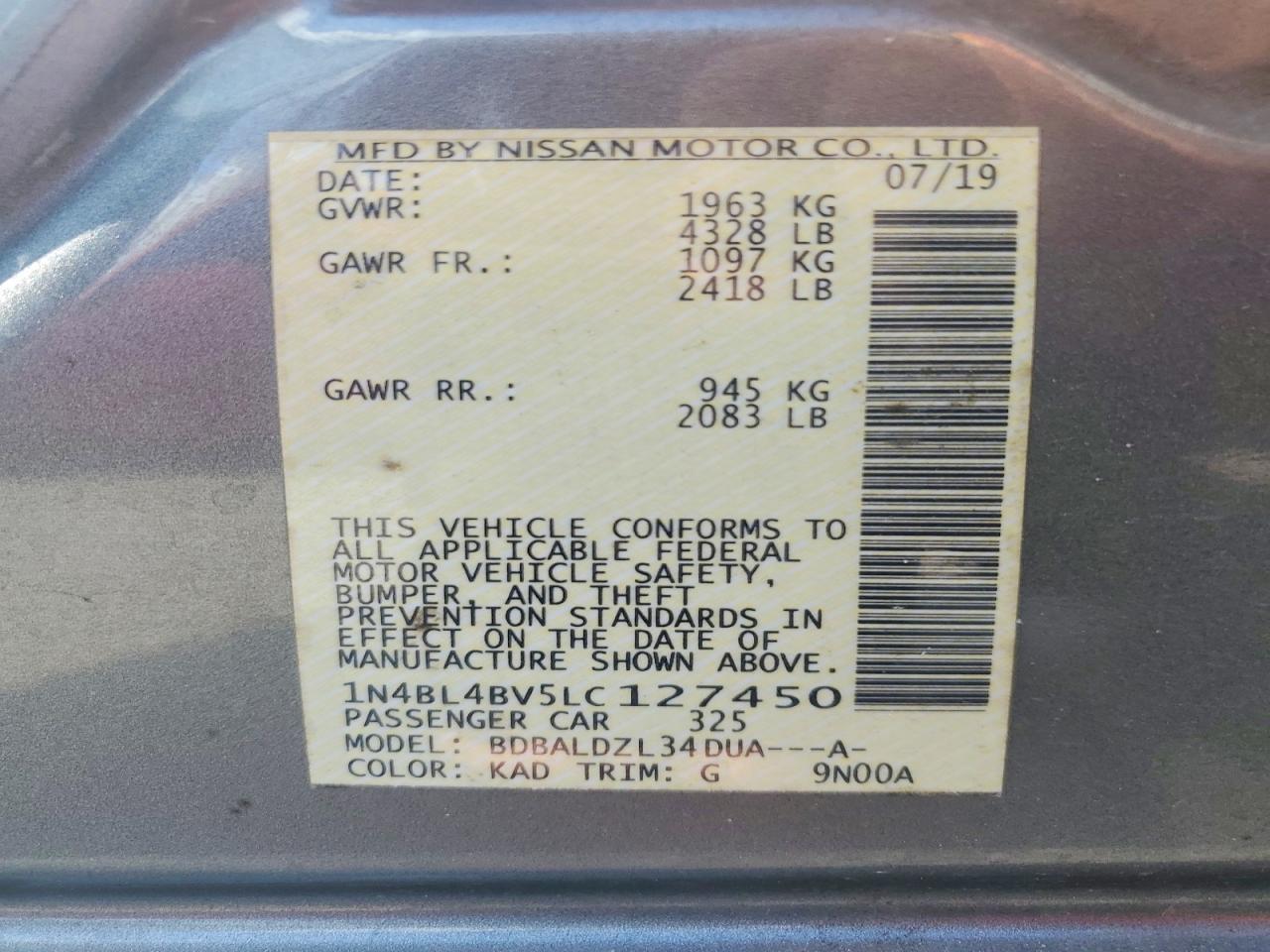 2020 NISSAN ALTIMA