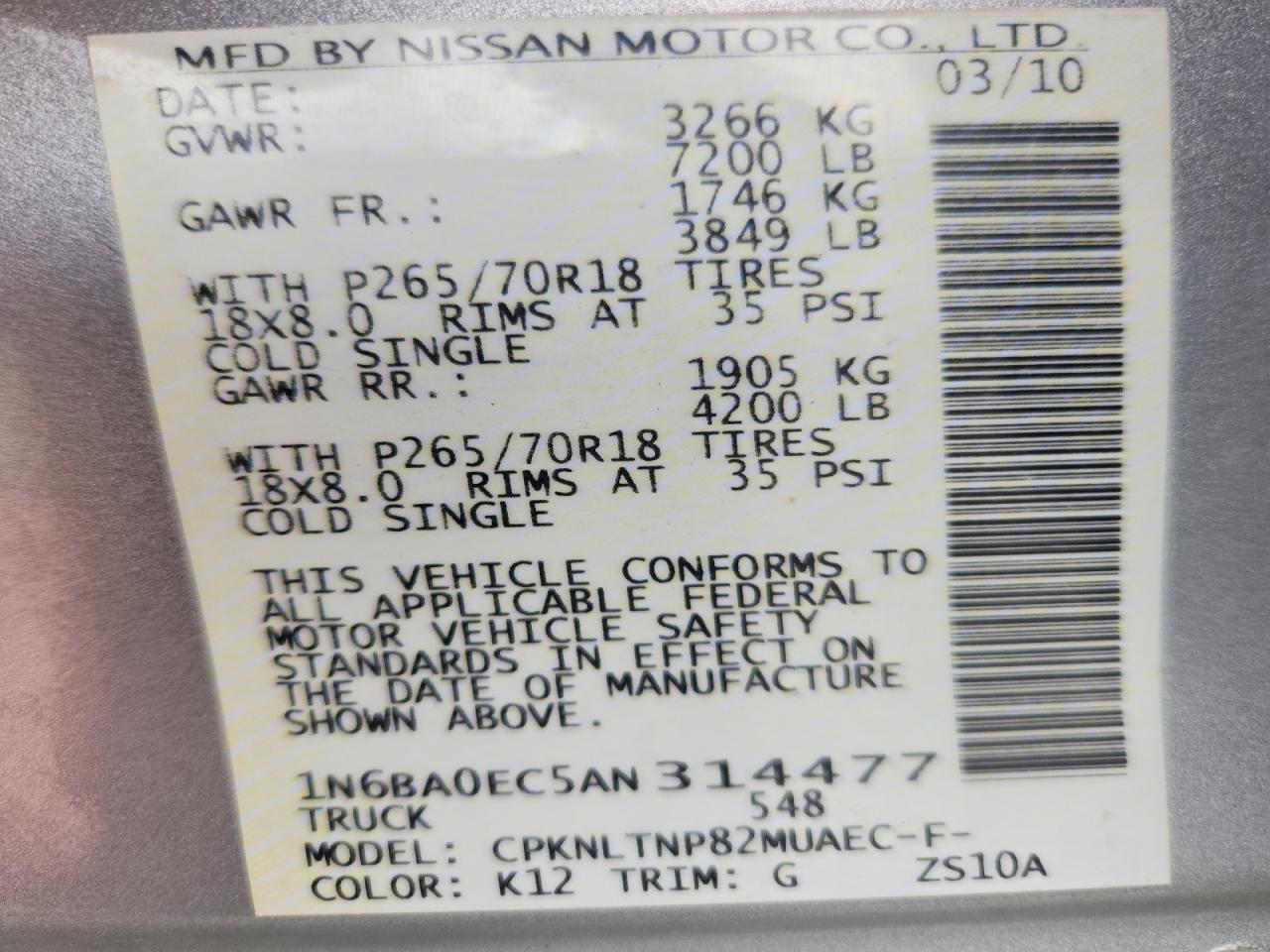 2010 NISSAN Titan