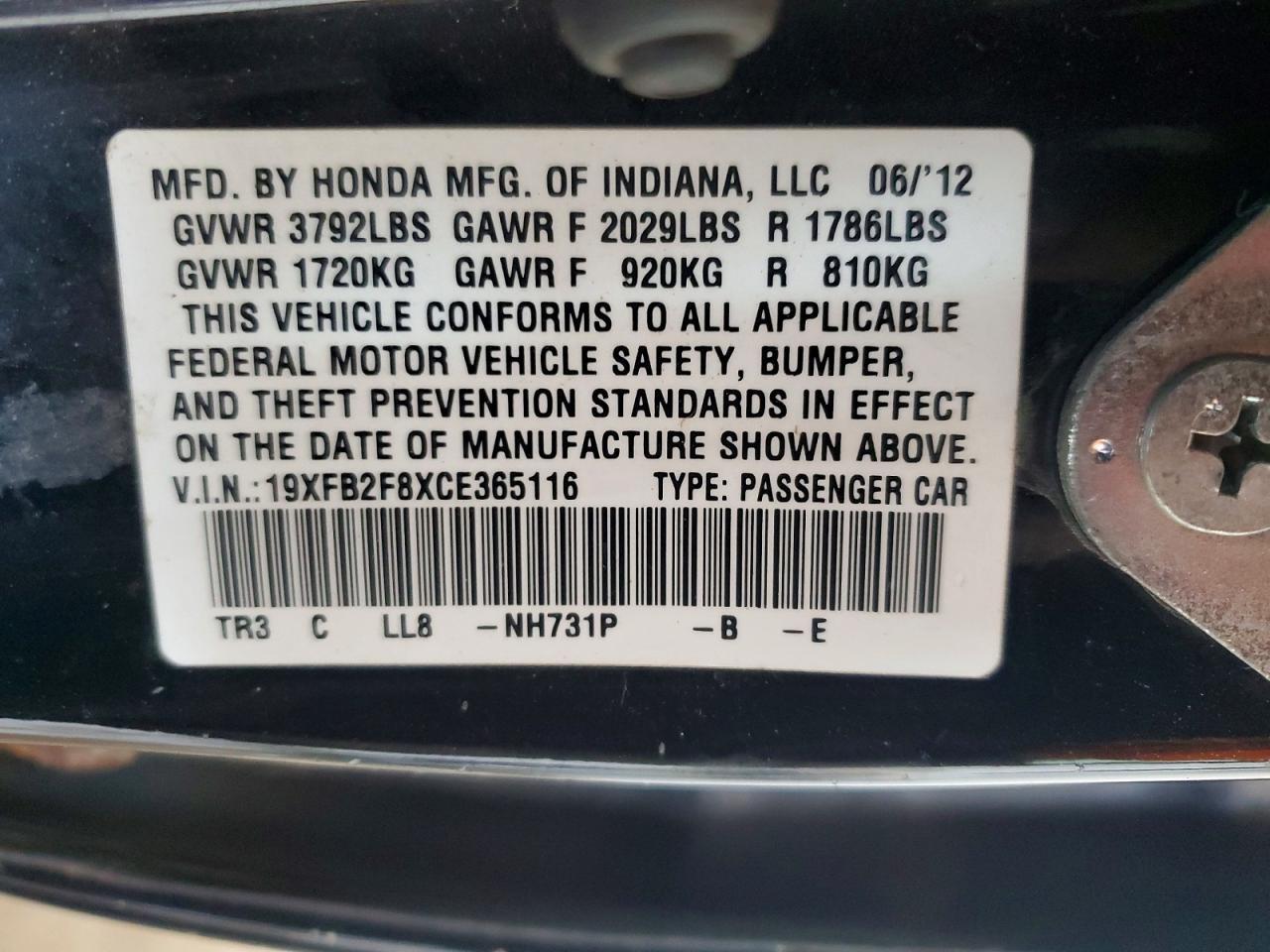2012 HONDA CIVIC