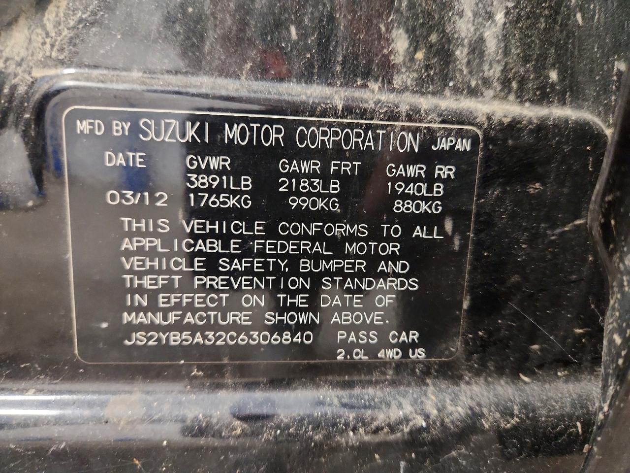 2012 SUZUKI SX4