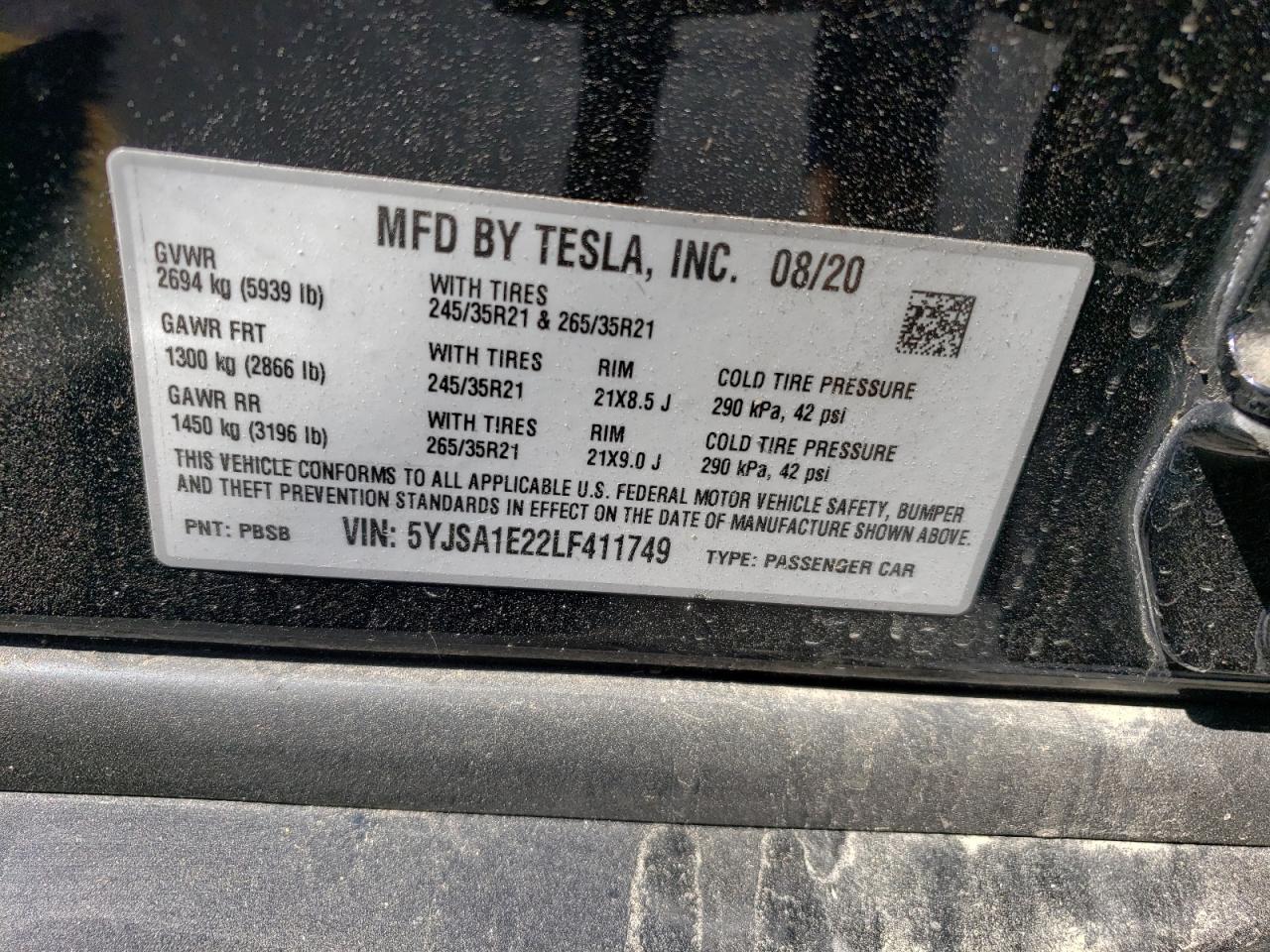 2020 TESLA MODEL S