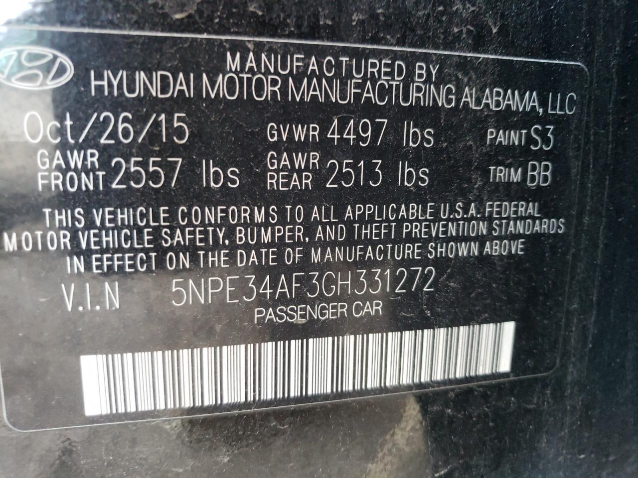 2016 HYUNDAI SONATA