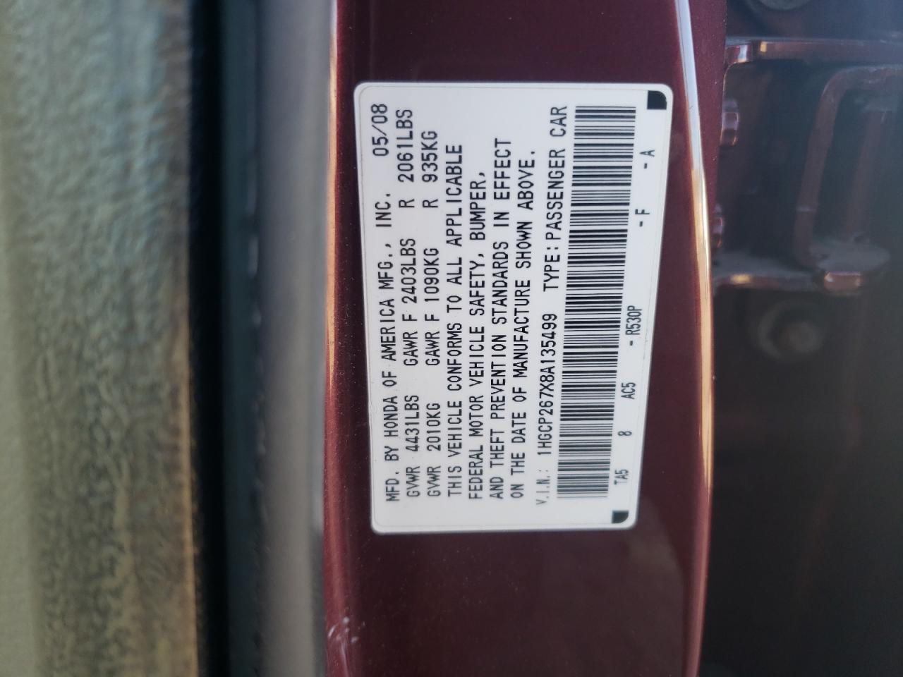 2008 HONDA ACCORD