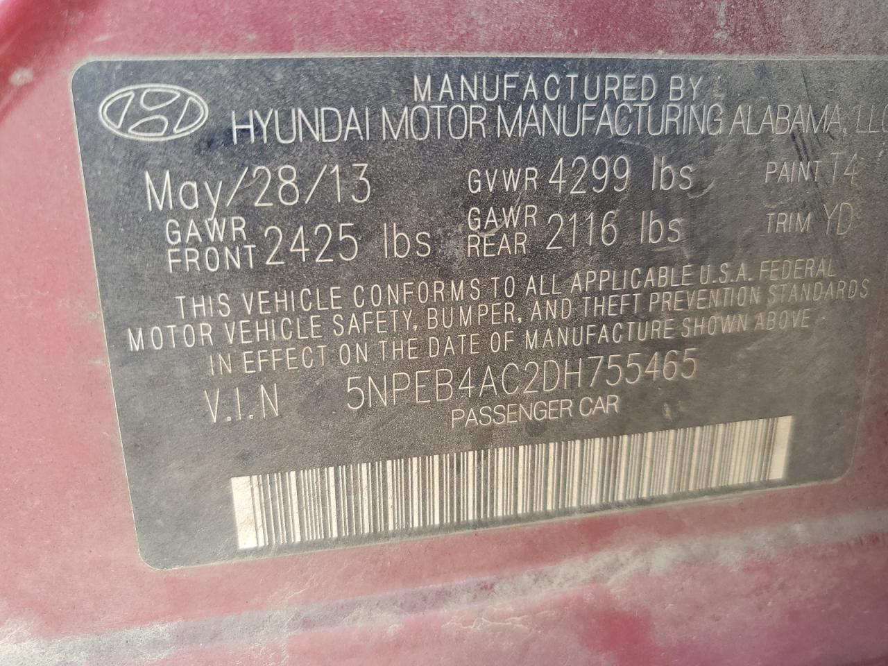 2013 HYUNDAI SONATA