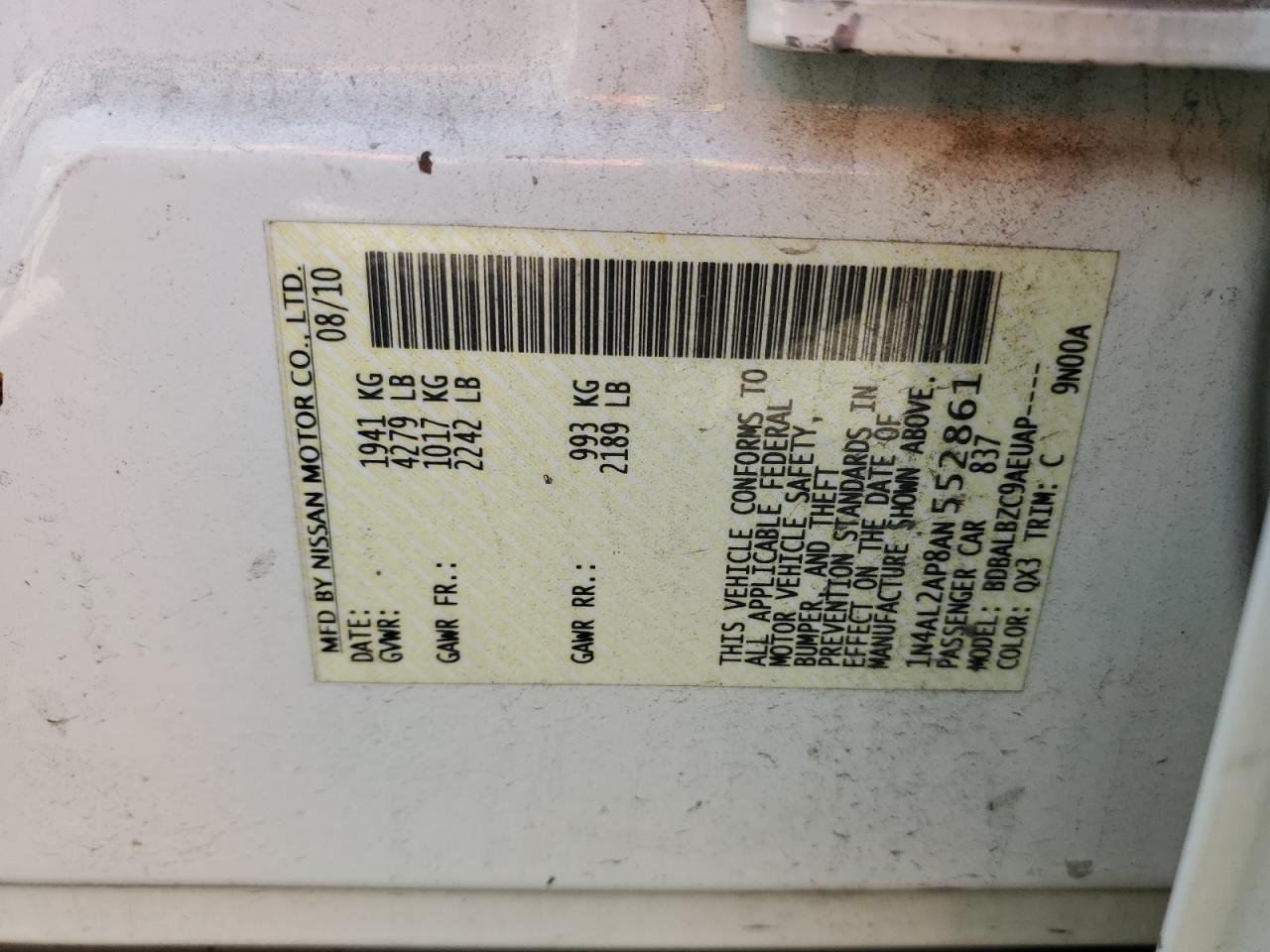 2010 NISSAN ALTIMA