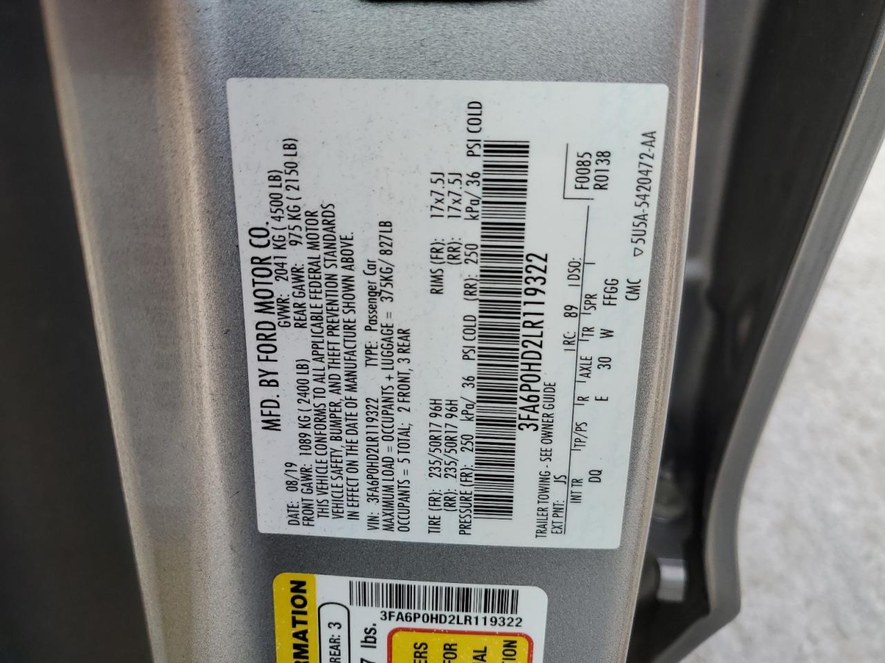 2020 FORD FUSION