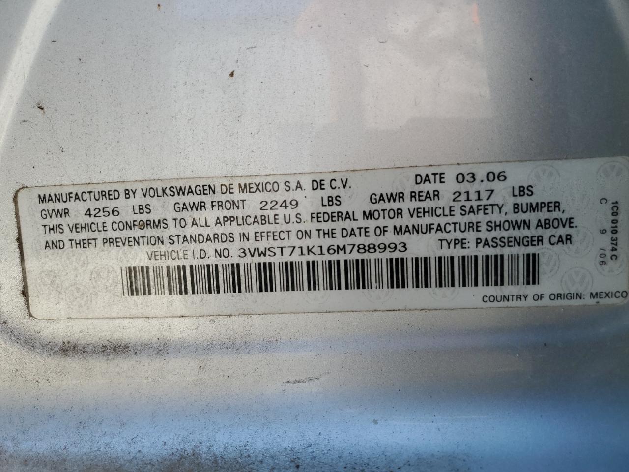 2006 VOLKSWAGEN JETTA