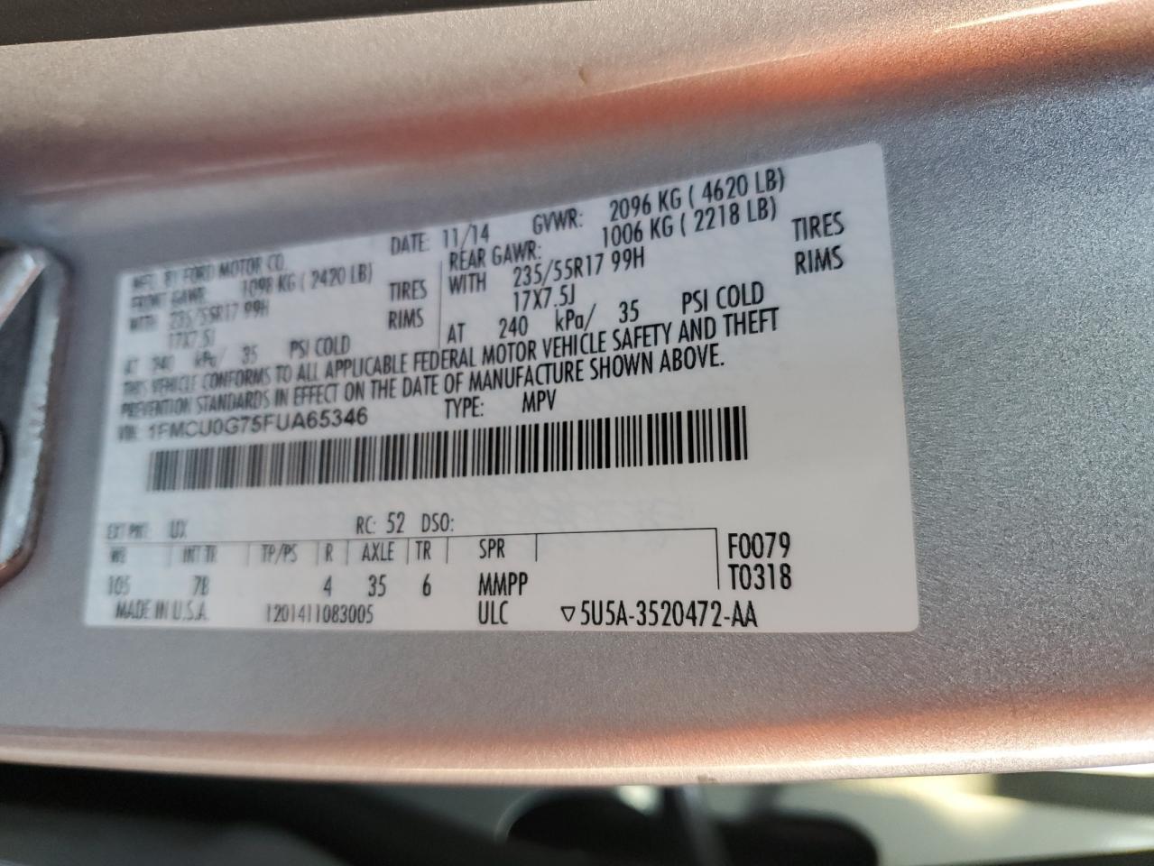 2015 FORD ESCAPE