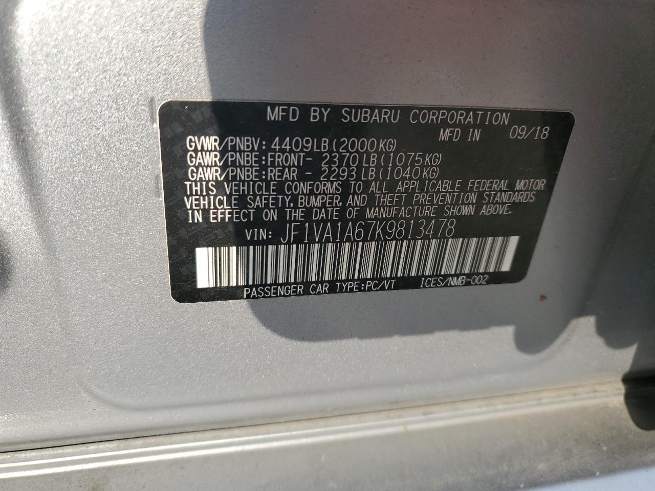 2019 SUBARU WRX