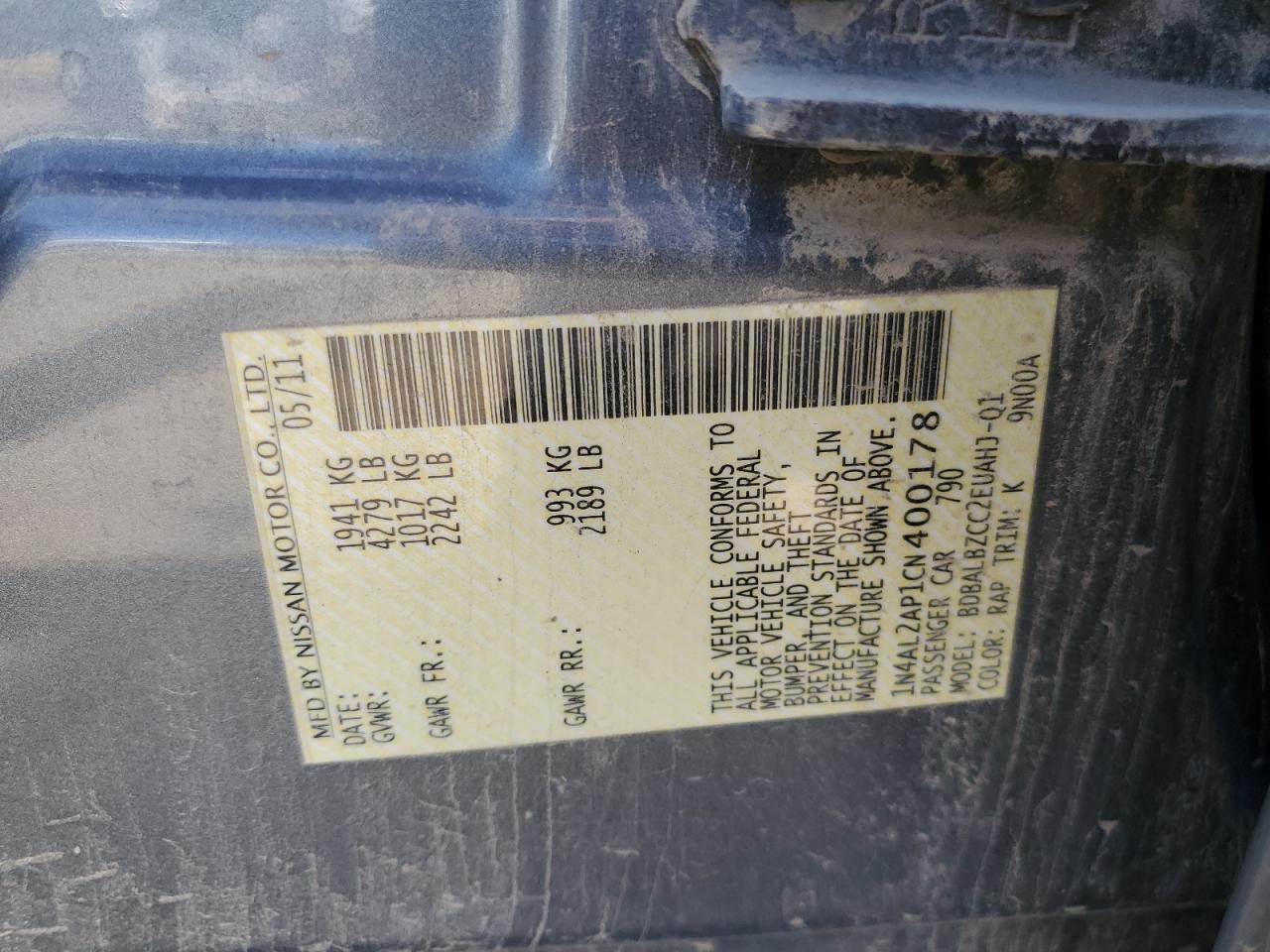 2012 NISSAN ALTIMA
