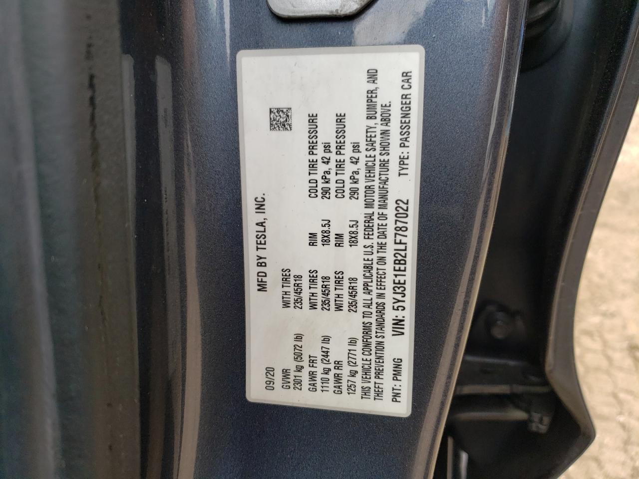 2020 TESLA MODEL 3
