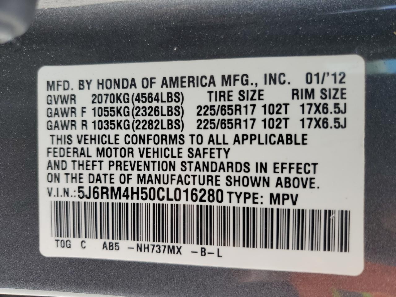 2012 HONDA CR-V