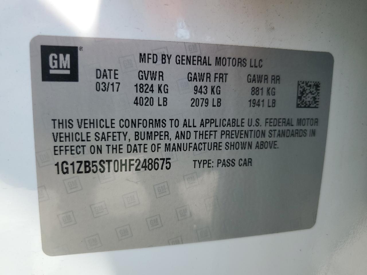 2017 CHEVROLET MALIBU