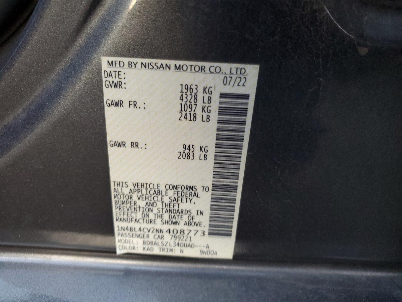 2022 NISSAN ALTIMA