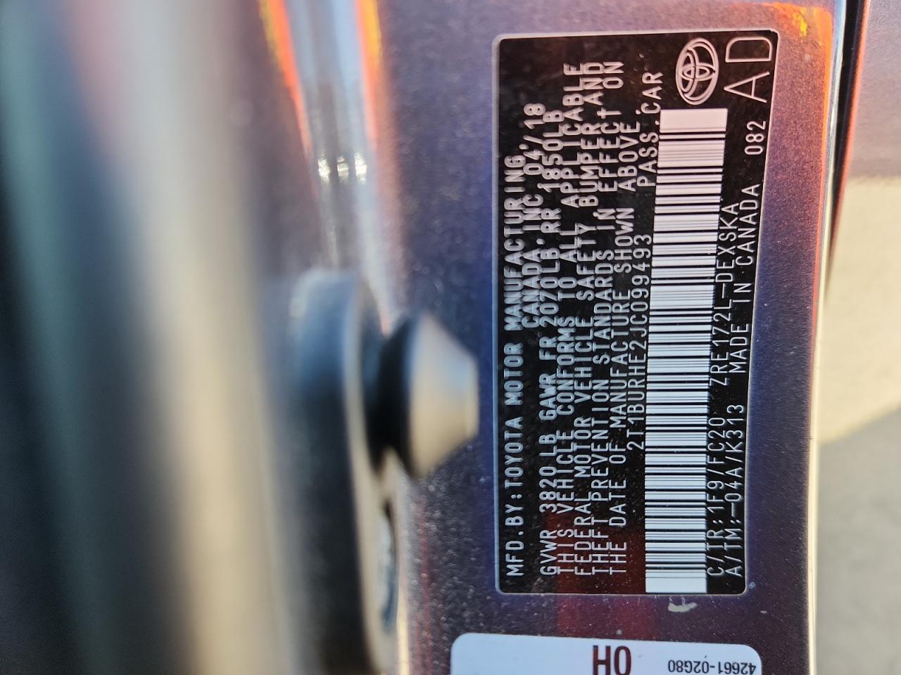 2018 TOYOTA COROLLA