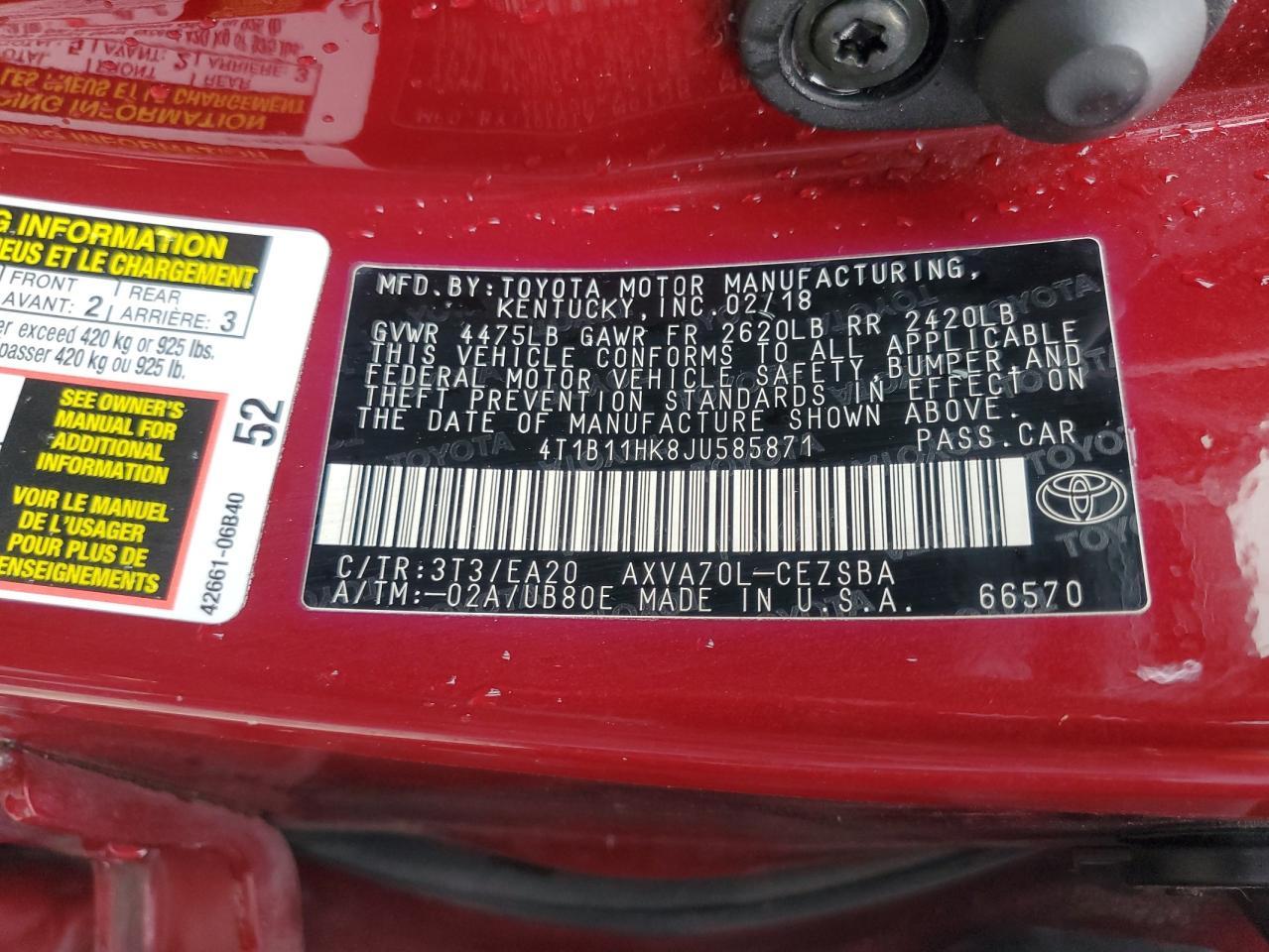 2018 TOYOTA CAMRY