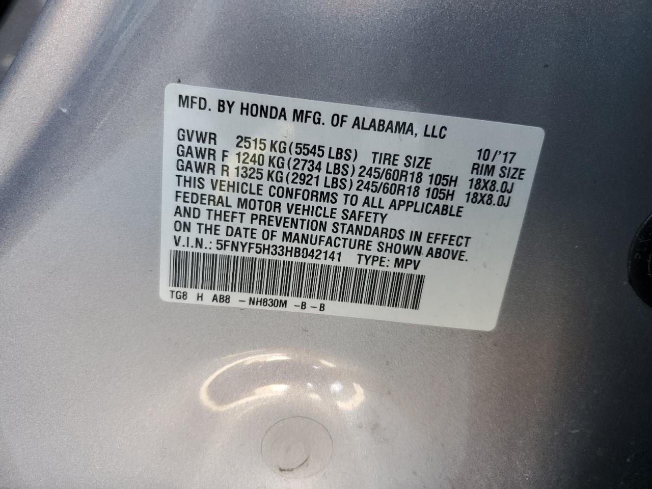2017 HONDA PILOT