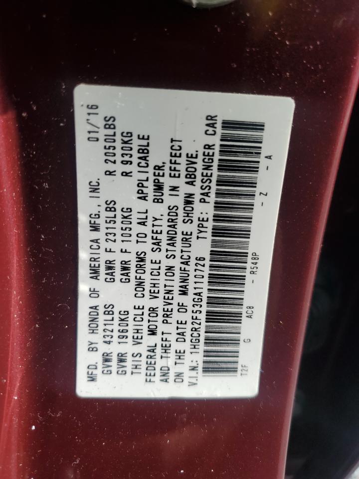 2016 HONDA ACCORD