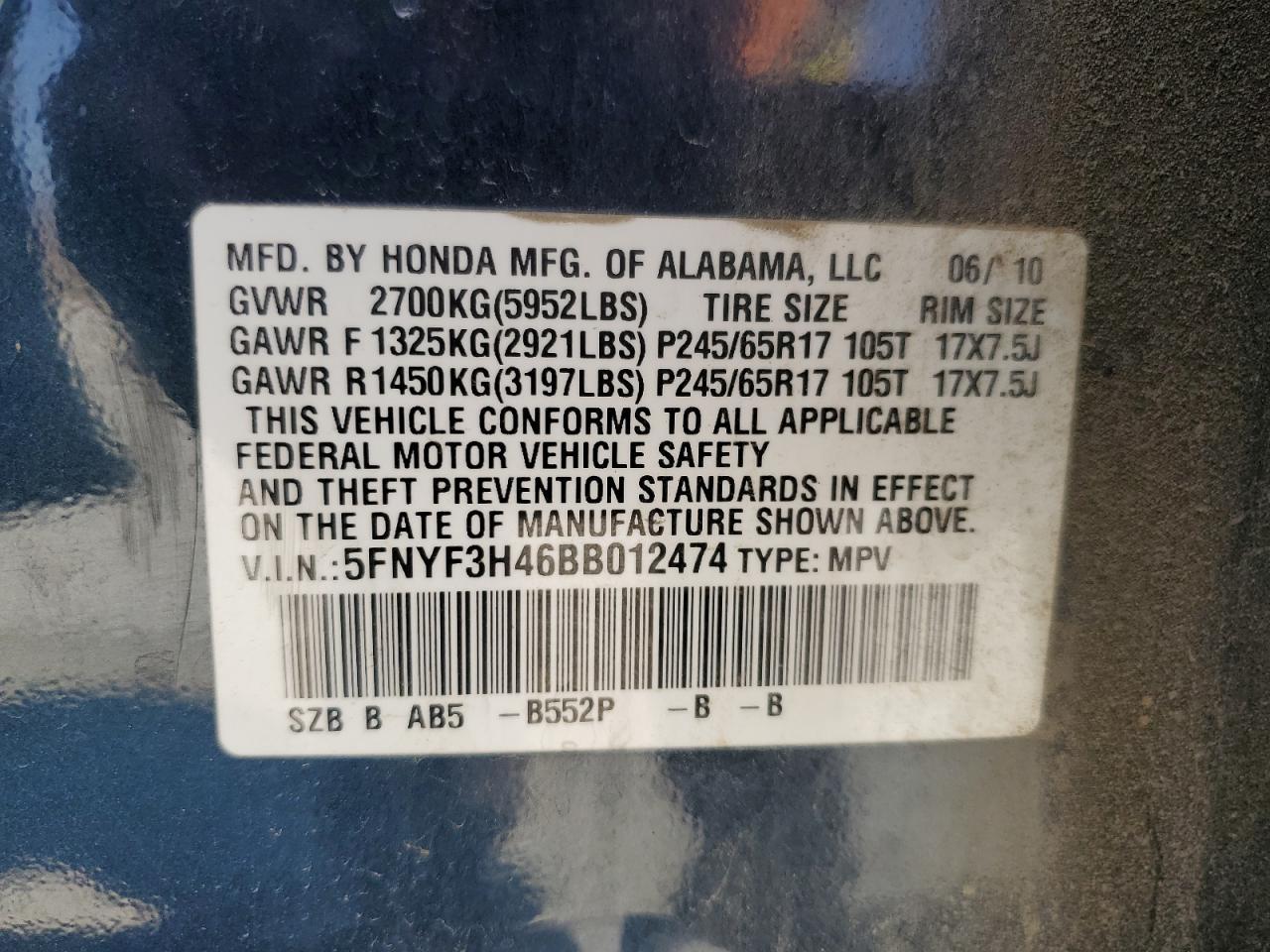 2011 HONDA PILOT
