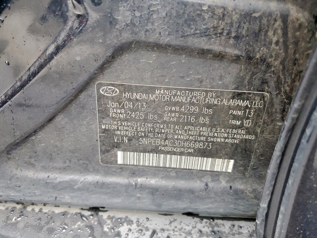 2013 HYUNDAI SONATA