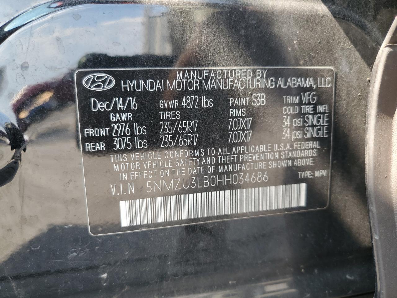 2017 HYUNDAI SANTA FE