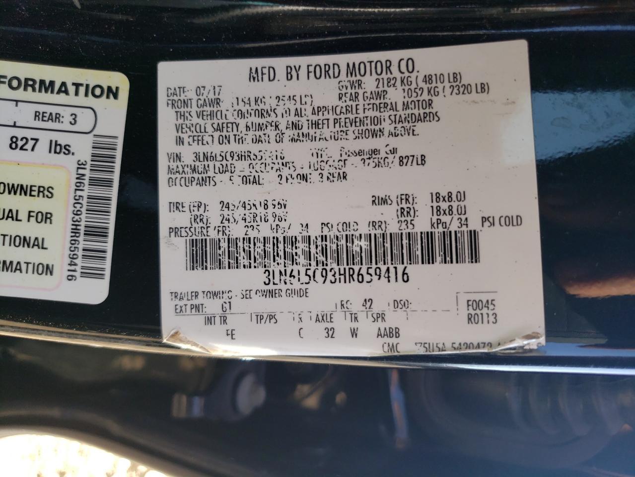 2017 LINCOLN MKZ