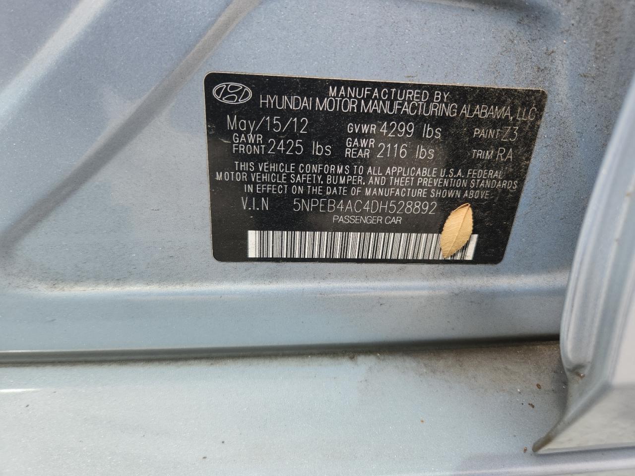 2013 HYUNDAI SONATA