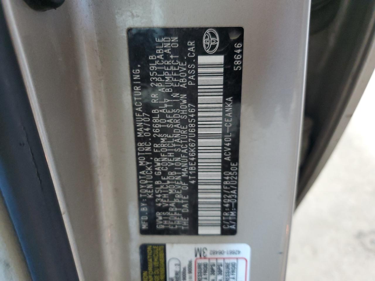 2007 TOYOTA CAMRY